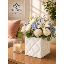 Triora Design Pofuk Kare Dekoratif Saksı – 17,5 x 17,5 cm x 14,5 cm | 2,8 Litre | Modern 3D Baskı Tasarım Saksı
