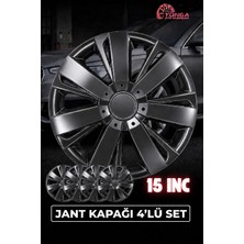 Yonga Oto Aksesuar Dacia Sandero Stepway 15 Inç Jant Kapağı 4'lü Set Siyah Piano Black + 4 Amblem + 8 Cırt Kelepçe