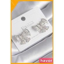 Havor Zirkon Taşlı Kurdele Desenli Kadın Küpeleri