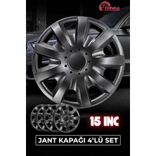 Yonga Oto Aksesuar Dacia Sandero Stepway 15 Inç Jant Kapağı 4'lü Set Piano Black + 4 Amblem + 8 Cırt Kelepçe