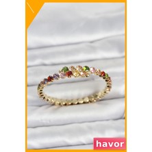 Havor Zirkon Taşlı Pirinç Bileklik Gold Renk Kadın Takı