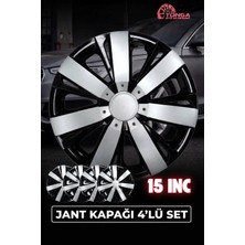 Yonga Oto Aksesuar Dacia Sandero Stepway 15 Inç Jant Kapağı 4'lü Set Siyah Gümüş + 4 Amblem + 8 Cırt Kelepçe