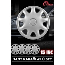 YONGA OTO AKSESUAR Opel Corsa 15 Inç Jant Kapağı 4'lü Set Gümüş + 4 Amblem + 8 Cırt Kelepçe