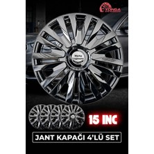 Yonga Oto Aksesuar Fiat Egea 15 Inç Jant Kapağı 4'lü Set Piano Black + 4 Amblem + 8 Cırt Kelepçe