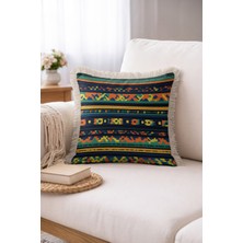 Hanna Home Saçaklı Kırlent Kılıfı Kırlent Kılıfı Geometrik Desenli Dekoratif Yastık Kılıfı Oturma Odası Kırlenti 43X43 cm