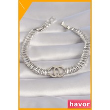 Havor Zirkon Taşlı Kadın Bileklik Pirinç Malzeme Su Yolu Desen
