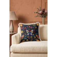 Hanna Home Tropikal Çiçek Desenli Dekoratif Kırlent Kılıfı Kırlent Kılıfı Salon Koltuk Yastığı 43X43 cm