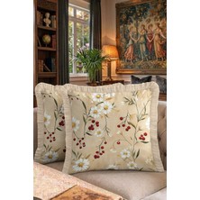 Hanna Home Tropikal Çiçek Desenli Dekoratif Kırlent Kılıfı Yastık Kılıfı Kanepe Dekorasyonu 43X43 cm