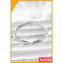 Havor Pirinç Kelepçe Bileklik Kutup Yıldızı Desenli Kadın Aksesuarı
