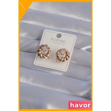 Havor Oval Zirkon Taşlı Burgu Model Kadın Küpeleri