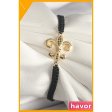 Havor Zirkon Taşlı Makrome Bileklik Zambak Figür Asansörlü Tasarım