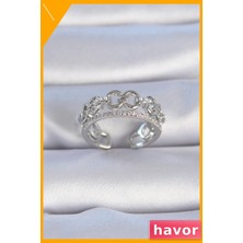 Havor Pirinç Yüzük Zirkon Taşlı Inci Detaylı Kadın Aksesuarı