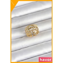 Havor Ayarlanabilir 316L Çelik Başak Model Yüzük Gold