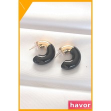 Havor Pirinç Malzeme Çift Renkli Kadın Küpeleri
