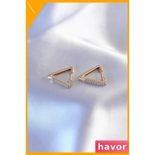 Havor Zirkon Taşlı Üçgen Küpe Kadın Aksesuarı