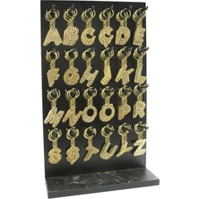 Fantastik Store Sarı Renkli Taşlı Harf Anahtarlık Standlı 72 Adet