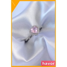 Havor Ayarlanabilir Kalp Şekilli Zirkon Taşlı Kadın Yüzüğü