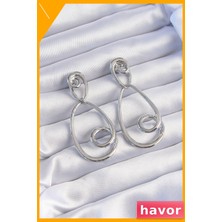 Havor Pirinç Kıvrımlı Sallantılı Kadın Küpesi