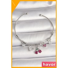 Havor Kadın Bileklik Kiraz Figür Kalp Detay Charm Sallantı
