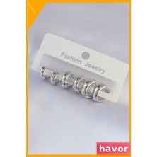 Havor Oval Bombeli Pirinç Küpe Çifti Gümüş Renk