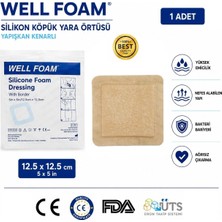 Silikon Köpük Yara Örtüsü 12,5X12,5 cm Steril Kendinden Yapışkanlı Pansuman 1 Adet