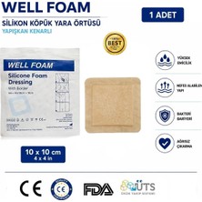 Silikon Köpük Yara Örtüsü 10X10 cm Steril Kendinden Yapışkanlı Pansuman 1 Adet