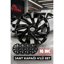 Yonga Oto Aksesuar Nissan Qashqai 16 Inç Kırılmaz Jant Kapağı 4 Adet Piano Black + 4 Amblem + 8 Cırt Kelepçe