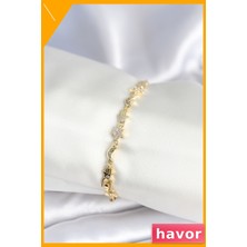 Havor Pirinç Gold Kadın Bileklik Şık Manifest Tasarım