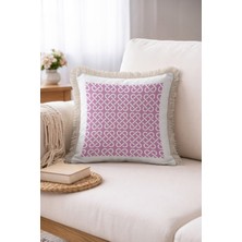 Hanna Home Gri Geometrik Desenli Dekoratif Yastık Kılıfı Yastık Kılıfı Koltuk Takımı Aksesuarı 43X43 cm