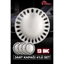 YONGA OTO AKSESUAR Renault 12 Toros 13 Inç Jant Kapağı 4'lü Set Gümüş + 4 Amblem + 8 Cırt Kelepçe
