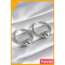 Havor Pirinç Halka Top Küpe Kadın Aksesuarı
