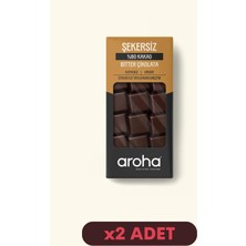 Aroha %80 Kakao Şekersiz Bitter Çikolata Stevialı 2'li Paket (80 g x 2 Adet)