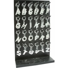 Fantastik Store Gümüş Renkli Metal Harf Anahtarlık Standlı 72 Adet
