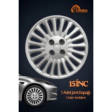Yonga Oto Aksesuar Fiat Fiorino 15 Inç Jant Kapağı 1 Adet Gümüş +1 Amblem Fiat Punto, Albea, Doblo Uyumlu