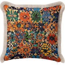 Hanna Home Saçaklı Kırlent Kılıfı Modern Geometrik Desenli Salon Koltuk Yastığı Saçaklı Yastık Kılıfı 43X43 cm