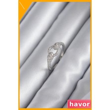 Havor Zirkon Taşlı Yılan Figürlü Kadın Yüzüğü Pirinç Malzeme