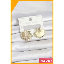 Havor Gold Renk Pirinç Deniz Kabuğu Model Kadın Küpe