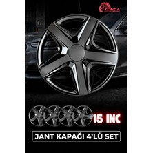YONGA OTO AKSESUAR Dacia Sandero Stepway 15 Inç Jant Kapağı 4'lü Set Piano Black + 4 Amblem + 8 Cırt Kelepçe