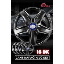 Yonga Oto Aksesuar Dacia Sandero Stepway 16 Inç Jant Kapağı 4'lü Set Piano Black+ 4 Amblem + 8 Cırt Kelepçe