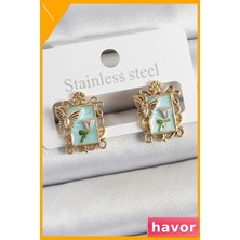 Havor Pirinç Malzeme Sanatsal Portre Desenli Kadın Küpe