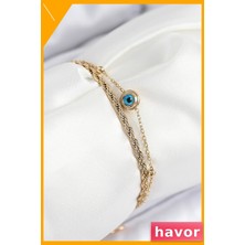 Havor Nazar Boncuklu Burgu Desenli Kadın Bilekliği