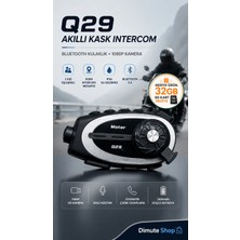 Dimute Shop Q29 Motosiklet Kask Intercom Bluetooth Kulaklık 1080P Kamera Ipx6 Su Geçirmez 500M