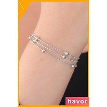 Havor Minimalist Top Figürlü Kadın Bilekliği Kararmaz Çelik