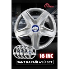 Yonga Oto Aksesuar Dacia Sandero Stepway 16 Inç Jant Kapağı 4'lü Set Gümüş + 4 Amblem + 8 Cırt Kelepçe