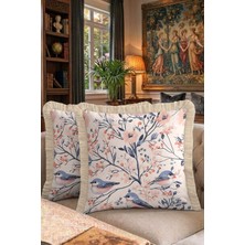 Hanna Home Kırlent Kılıfı Kuş Çiçek Desenli Dekoratif Yastık Kılıfı Yastık Kılıfı Koltuk Takımı Aksesuarı 43X43 cm