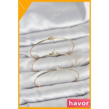 Havor Zirkon Taşlı 3'lü Kadın Bileklik Seti Altın Renk