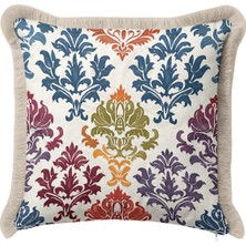 Hanna Home Saçaklı Saçaklı Kırlent Kırlent Kılıfı Çok Renkli Geometrik Desen Kırlent Kılıfı Ev Dekorasyonu 43X43 cm