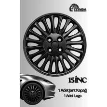 Yonga Oto Aksesuar Fiat Doblo 15 Inç Jant Kapağı 1 Adet Piano Black +1 Amblem Fiat Punto, Albea, Fiorino,uyumlu