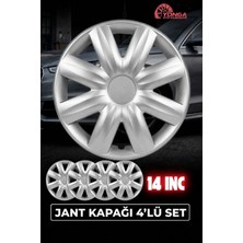 Yonga Oto Aksesuar Peugeot 14 Inç Jant Kapağı 4'lü Set Gümüş + 4 Amblem + 8 Cırt Kelepçe