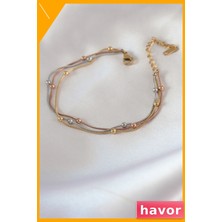 Havor Kararmaz Paslanmaz Çelik Minimal Kadın Bileklik Toplu Set